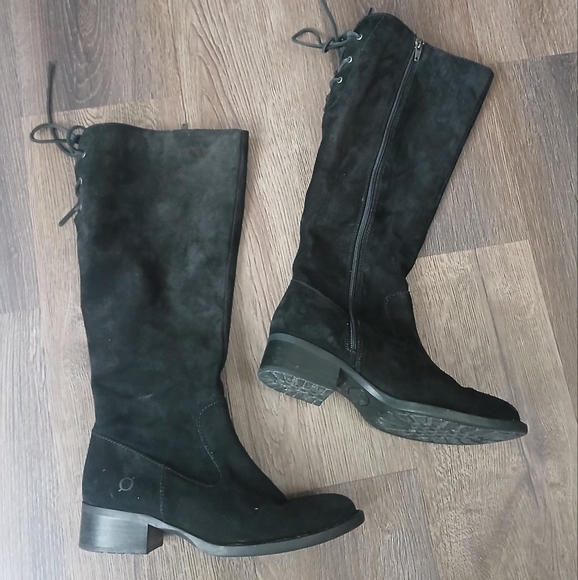 Born Cotto Black Suede Tall Lace Knee High Womens Boots Size 7.5 - Picture 4 of 12